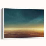 Framed canvas wall art showcasing a serene landscape with vibrant colors and soft textures, viewed from the side against a white background, ideal for modern decor.