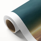 Colorful rolled canvas print showcasing an abstract landscape design with vibrant hues of blue, orange, and green, ideal for modern home decor. This artwork is packaged securely in a durable cardboard tube for safe shipping and storage.