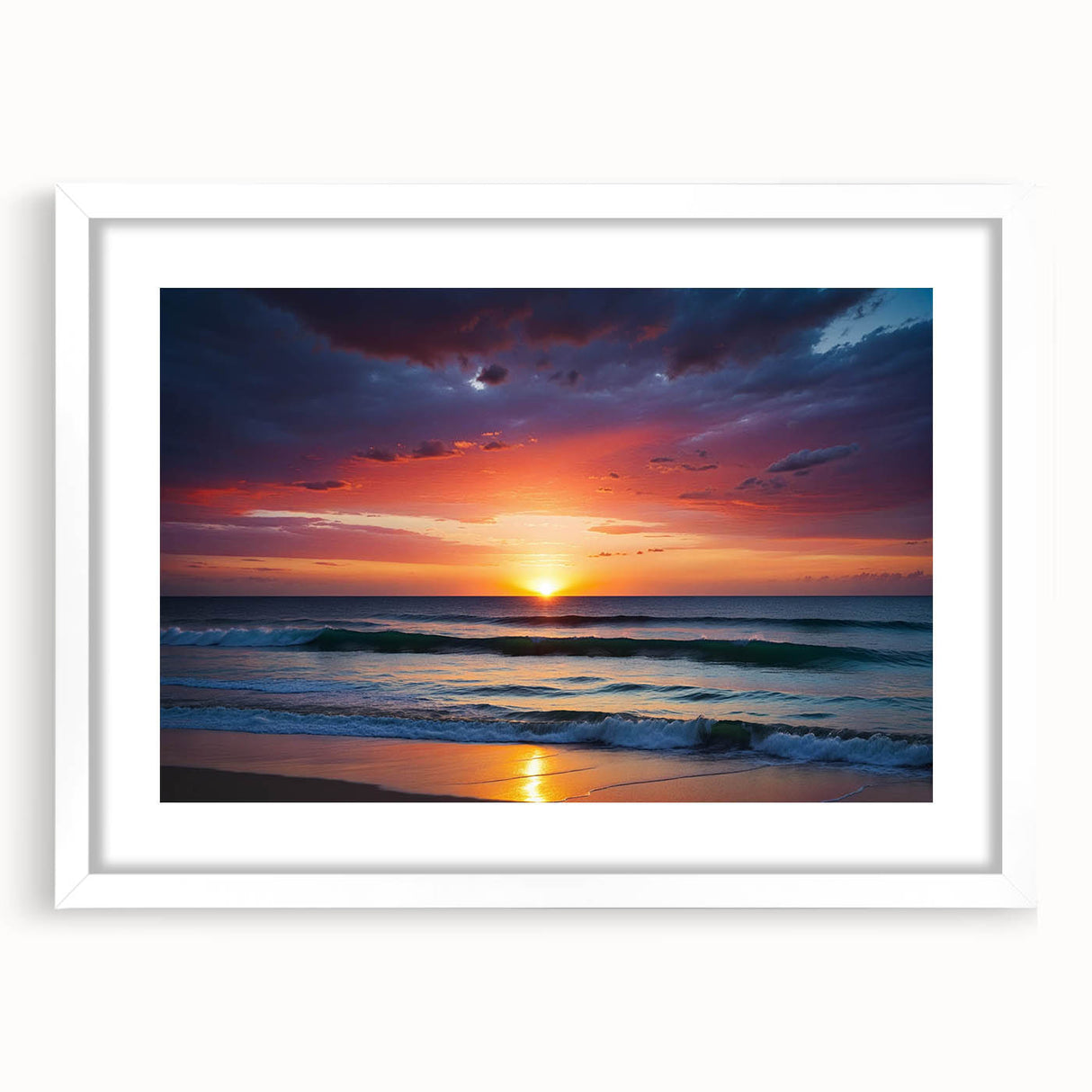 White-framed wall art from the Landscapes and Skyscapes collection, showcasing a serene nature scene with soft colors and a minimalist design, ideal for modern decor.
