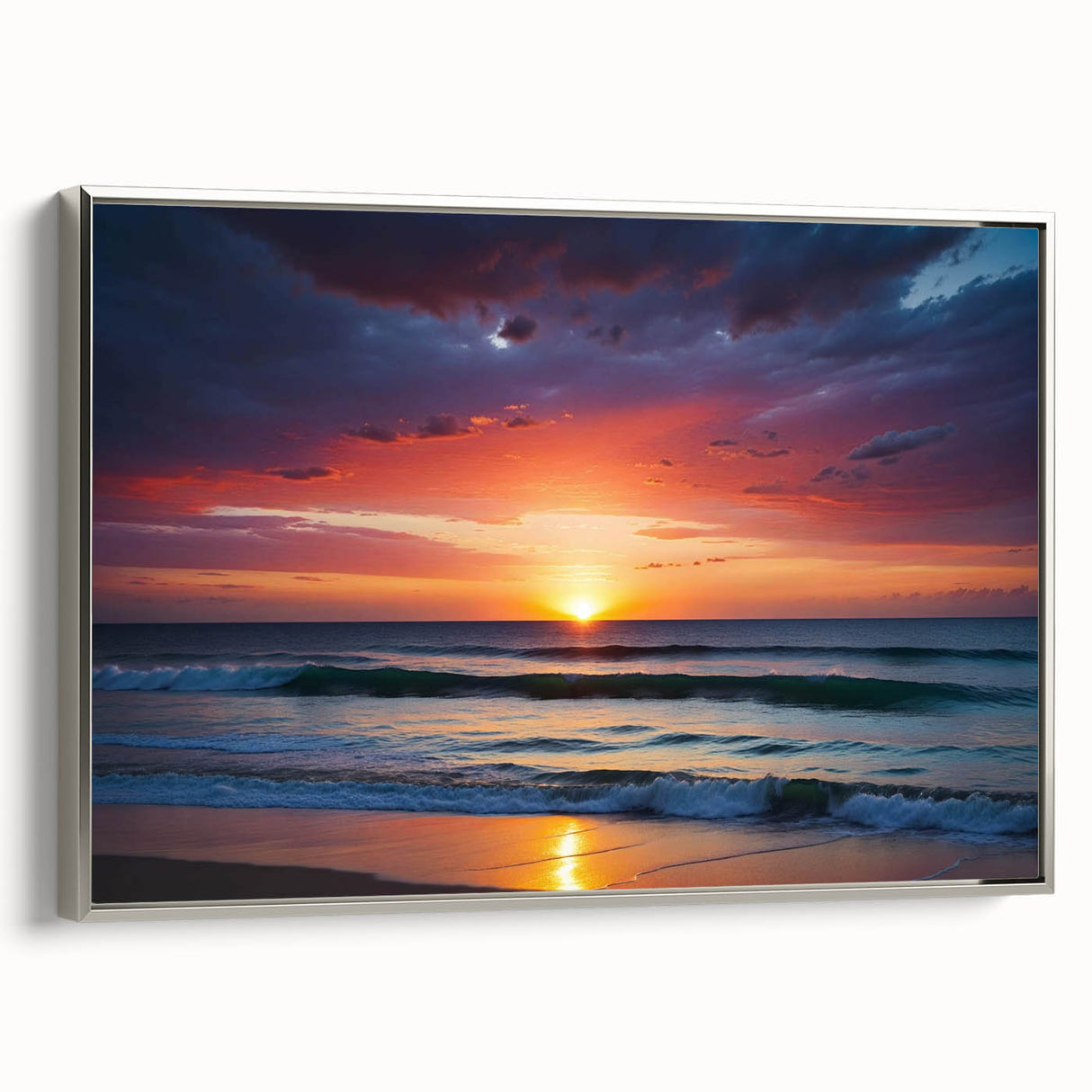 Framed canvas wall art from the Landscapes Skyscapes collection, showcasing a serene silver-toned landscape design, perfect for modern home decor.
