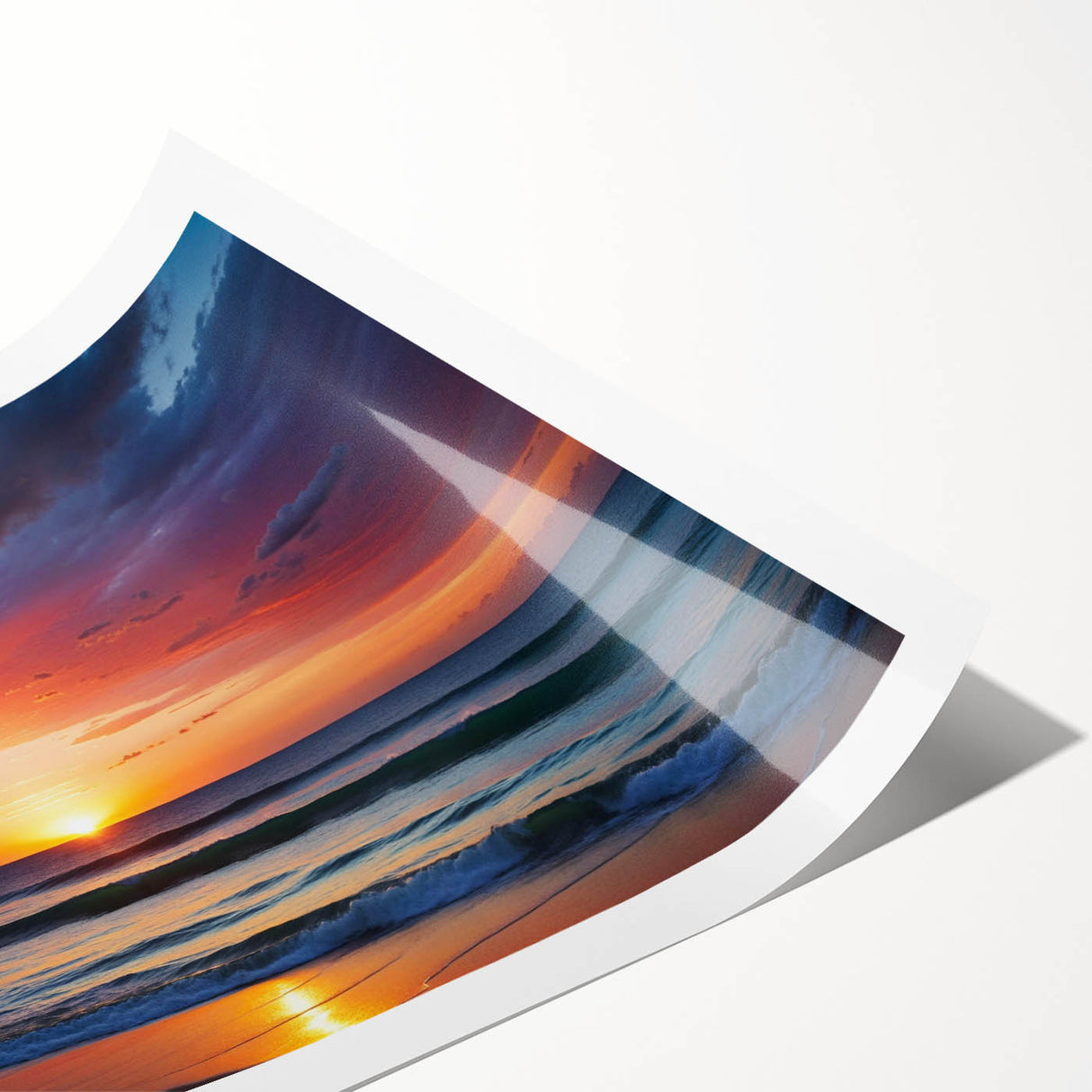 Vibrant rolled print of abstract landscape featuring dynamic colors and swirls, perfect for modern home decor, shipped in a protective cardboard tube.
