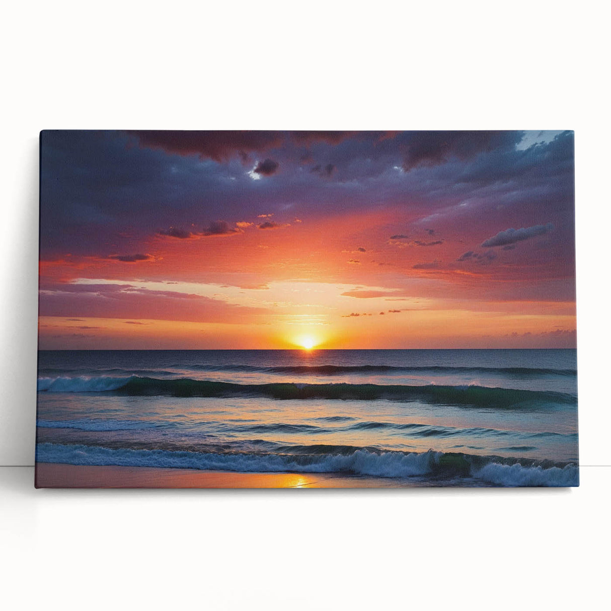 Stretched canvas wall art showcasing a vibrant landscape with colorful skies, ideal for home decor, featuring a modern design that enhances any room's ambiance.