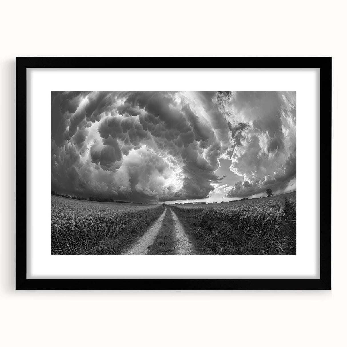 Framed wall art piece from the Landscapes & Skyscapes collection, featuring a stunning black front view with a sleek mat, ideal for modern home decor.