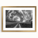 Framed wall art collection showcasing a vibrant landscape design with a gold mat and frame, perfect for enhancing modern home decor and adding elegance.