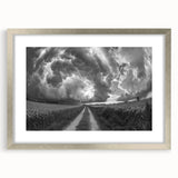 Framed silver wall art from the Landscapes Skyscapes Design 23 collection, featuring a serene nature scene with vibrant colors, ideal for home decor.