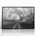 Framed wall art from the Landscapes Skyscapes Design 23 collection, showcasing a vibrant sunset over mountains in rich colors, perfect for home decor.