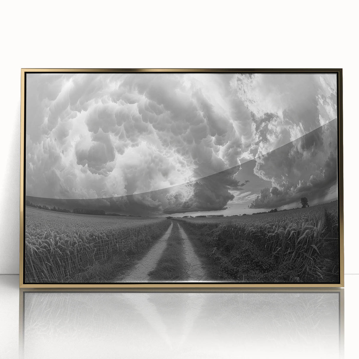 Framed wall art from the Landscapes and Skyscapes collection, showcasing a vibrant acrylic design with gold accents, ideal for modern home decor.