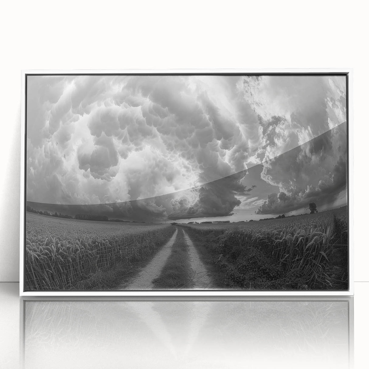 Framed wall art from the Landscapes Skyscapes collection, showcasing vibrant acrylic colors with a white frame, ideal for modern home decor.