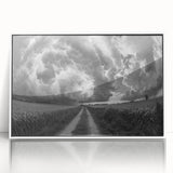 Framed wall art from the Landscapes Skyscapes collection, showcasing vibrant acrylic colors with a white frame, ideal for modern home decor.