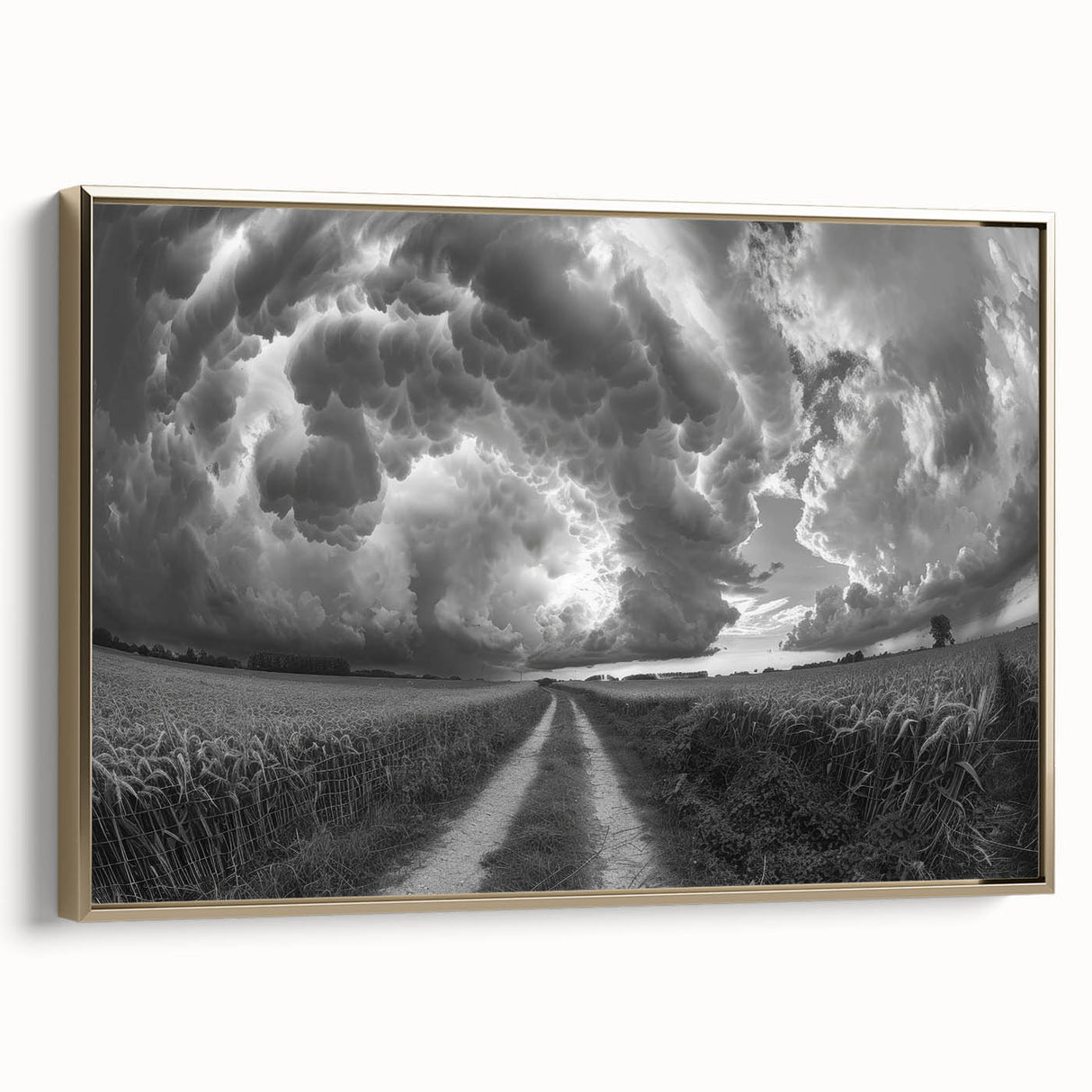 Framed canvas wall art from the Landscapes & Skyscapes collection, showcasing a serene nature scene with vibrant colors and a luxurious gold frame, perfect for modern home decor.