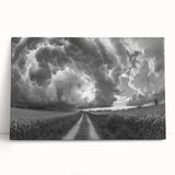 Stretched canvas wall art showcasing a vibrant landscape with vivid colors and abstract shapes, designed to enhance modern home decor aesthetics.