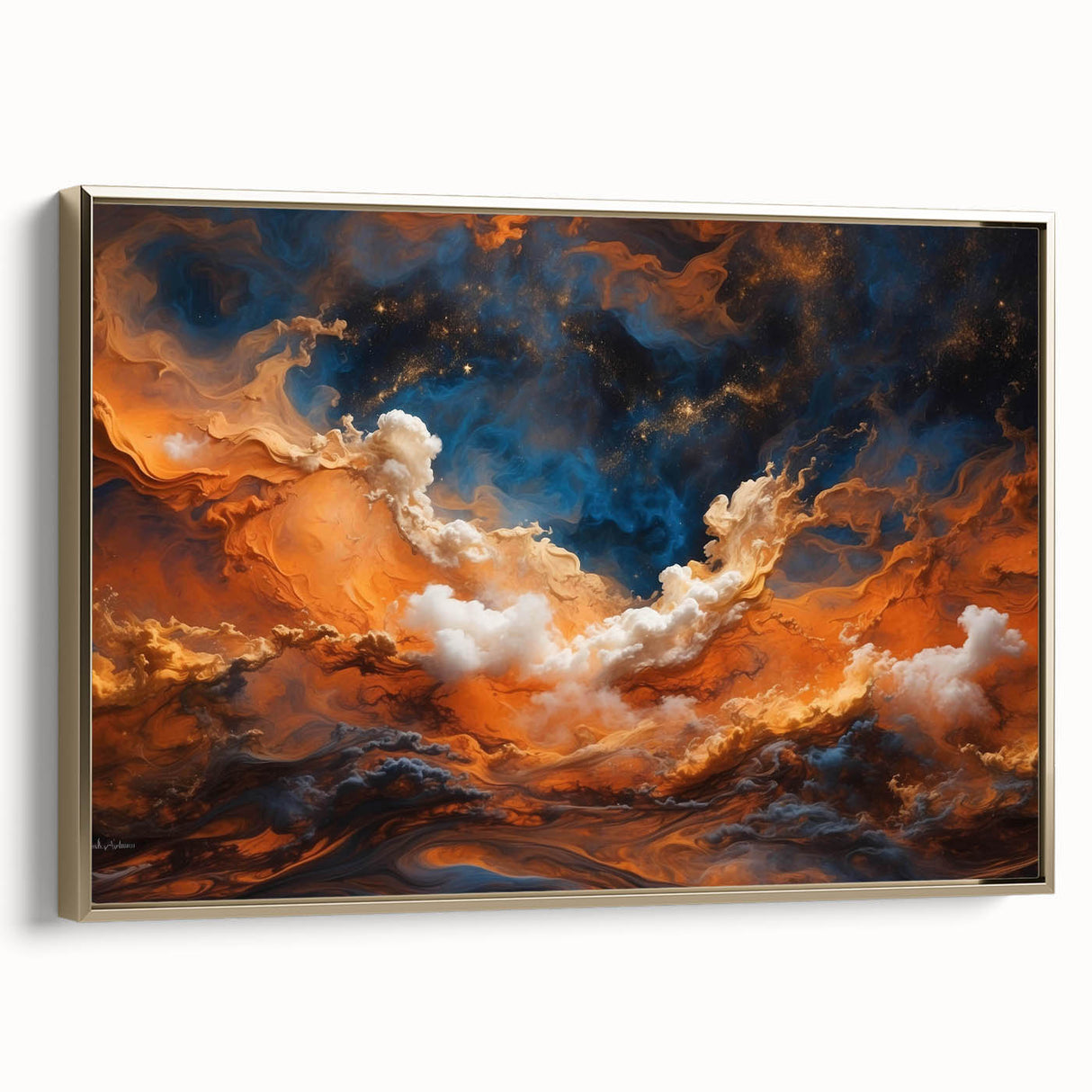 Framed canvas wall art from the Landscapes and Skyscapes design collection, showcasing serene golden hues and intricate details, ideal for elevating home decor.