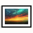 Framed wall art featuring a stunning landscapes and skyscapes design, showcasing vibrant colors in a black frame with a white mat, perfect for home decor.
