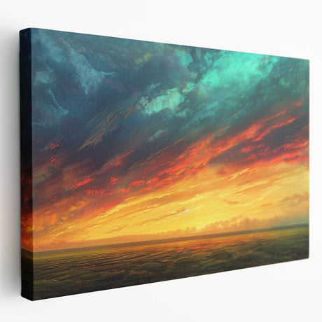 Stretched canvas artwork showcasing a vibrant landscapes and skyscapes design, featuring rich colors and intricate details, ideal for home decor enhancement.