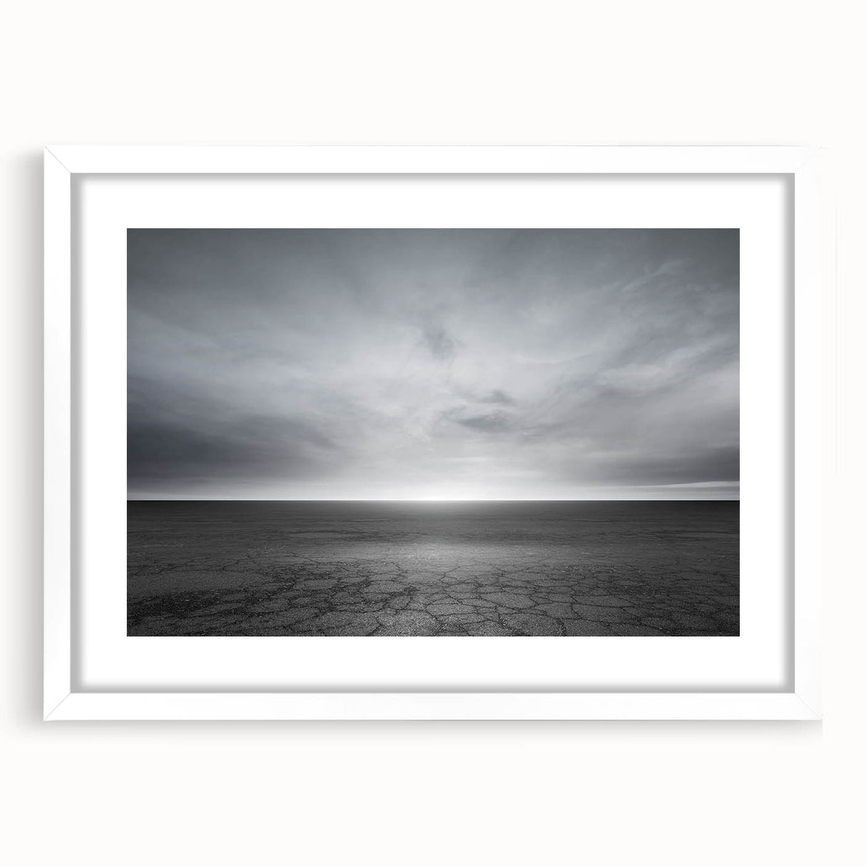 Framed wall art featuring a serene landscape design with soft blue and green hues, showcasing a white mat and sleek frame, perfect for home decor enhancement. This piece adds a calming touch to any space, ideal for nature lovers and interior design enthusiasts.