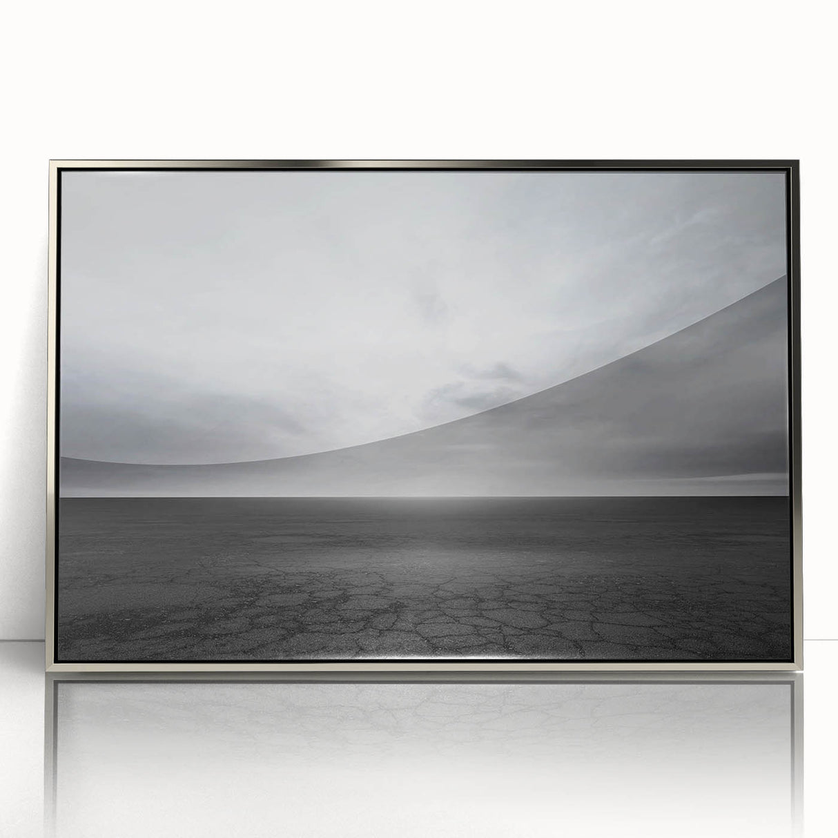 Framed acrylic wall art showcasing a serene landscape with vibrant colors, featuring a silver frame, ideal for modern home decor and enhancing interior spaces.