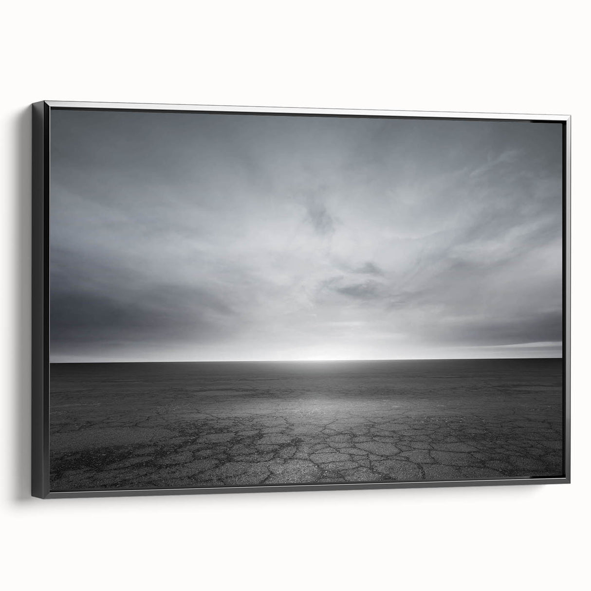Framed canvas wall art showcasing a stunning landscape design with vibrant colors, featuring a black frame and side view perspective, perfect for home decor.