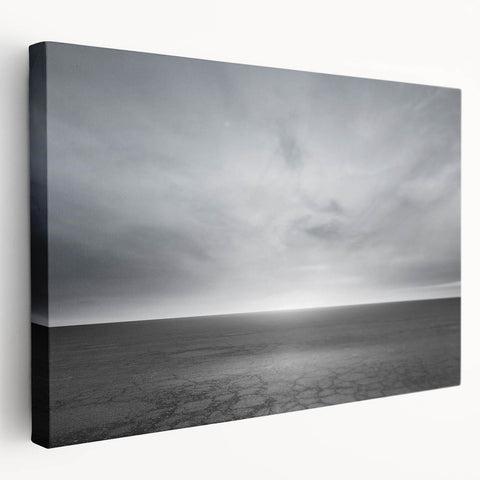 Stretched canvas wall art showcasing a vibrant landscape with colorful skies, ideal for enhancing home decor. Side view highlights the canvas texture and depth.