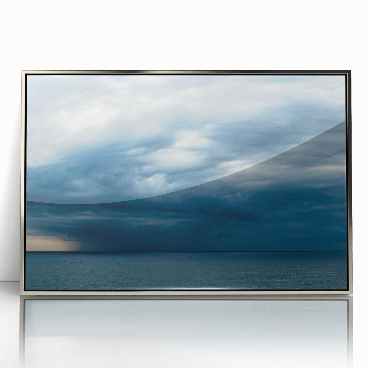 Framed acrylic wall art collection showcasing serene landscape and skyscape designs in silver frames, perfect for modern home decor. Ideal for enhancing interior aesthetics.