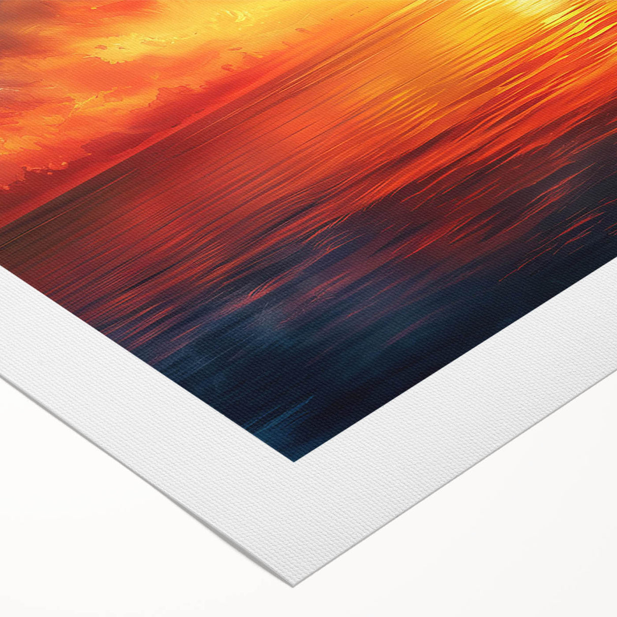 Vibrant rolled canvas artwork showcasing a serene landscape with colorful skies, perfect for home decor. Packaged securely in a durable cardboard tube for safe delivery.
