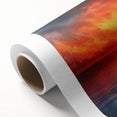 Rolled canvas showcasing a stunning landscape wall art piece with vibrant colors and intricate details, elegantly packaged in a protective cardboard tube for display.