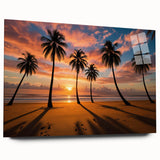 Acrylic glass wall art collection showcasing a vibrant landscape design with rich colors and intricate details, displayed in a side view without pins, perfect for modern decor.