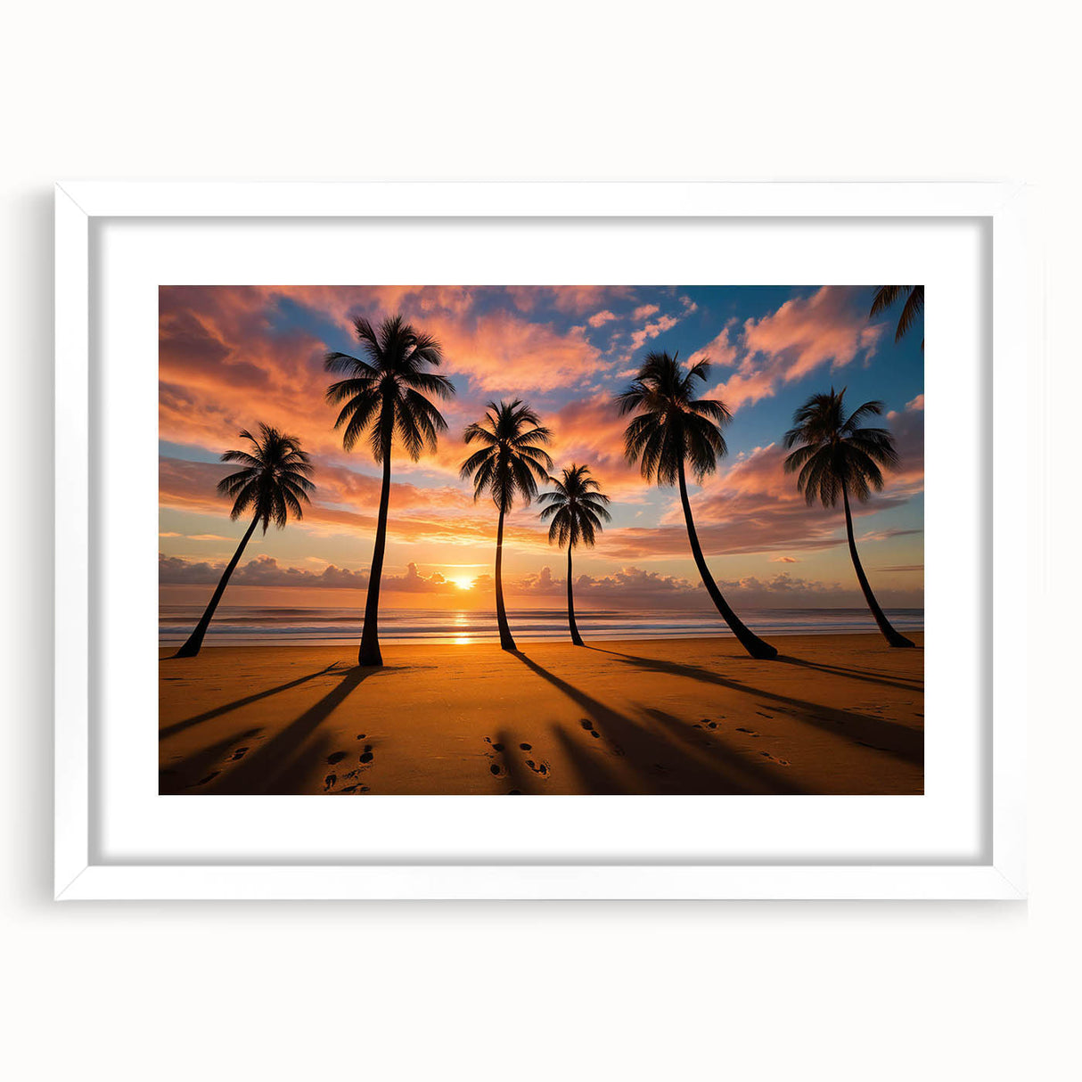 Framed wall art featuring a serene landscape design with soft pastel colors, elegantly matted in white, perfect for enhancing home decor and creating a calming atmosphere.