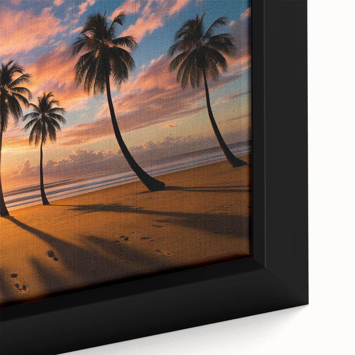 Framed canvas artwork showcasing a serene landscape with vibrant colors and intricate details, perfect for home decor and enhancing living spaces.