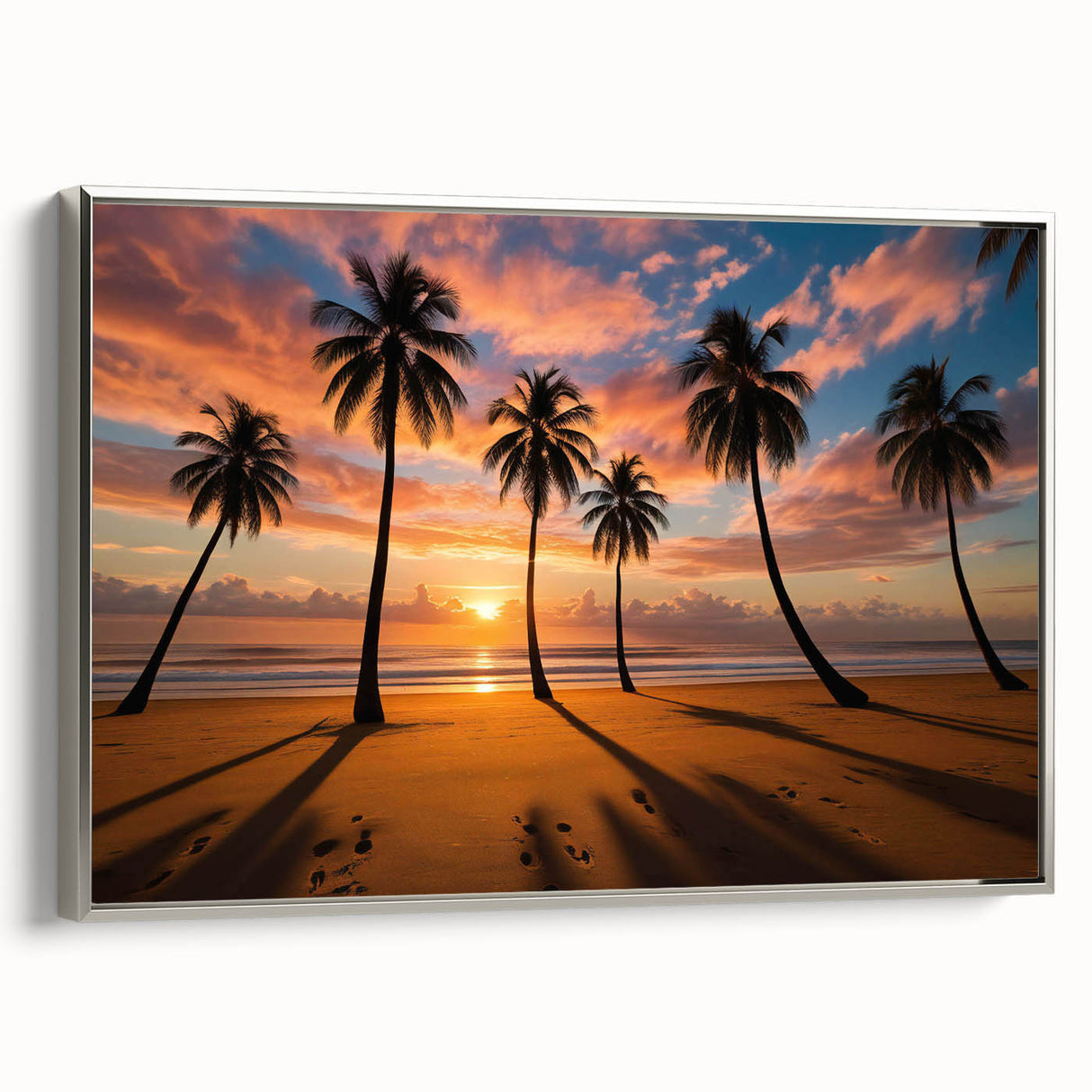 Framed wall art canvas from the Landscapes & Skyscapes collection showcasing a serene silver-toned design, perfect for modern home decor.