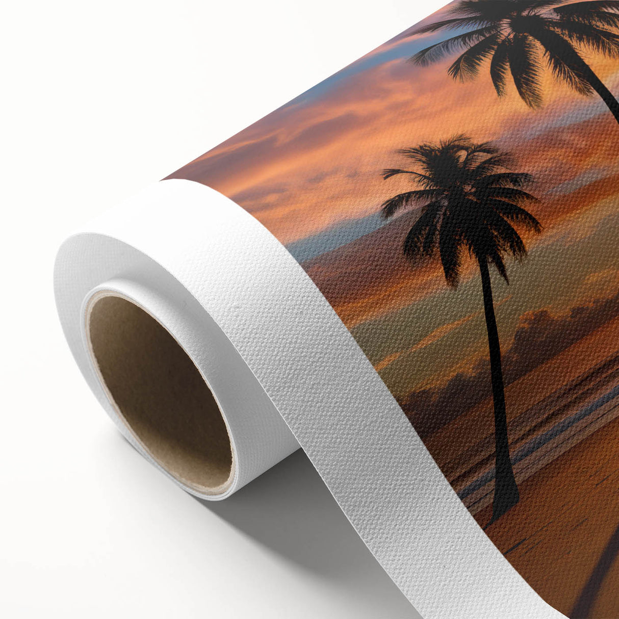 Rolled canvas showcasing a vibrant landscapes and skyscapes design, featuring rich colors and intricate details, ideal for home decor or art collectors.