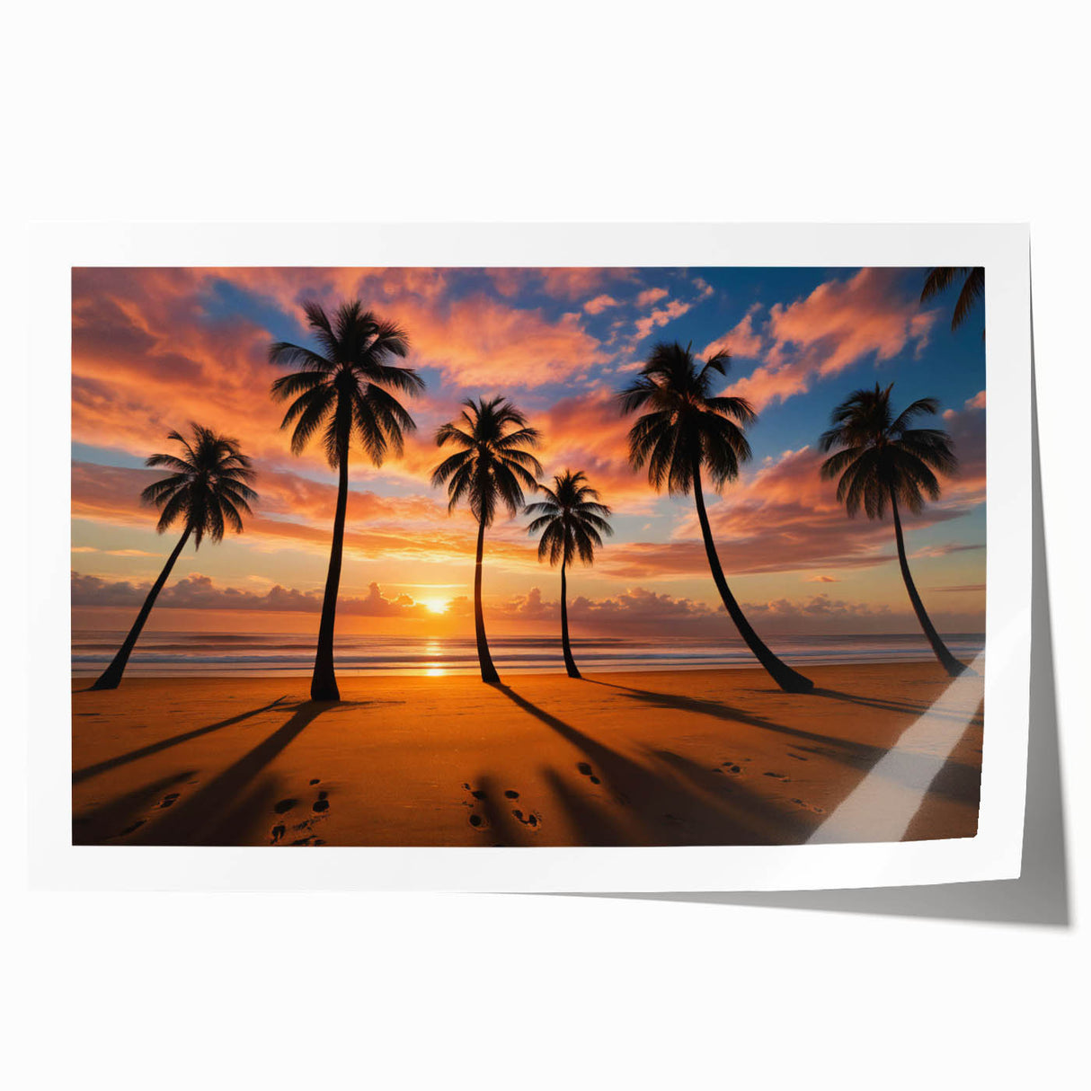 Vibrant rolled wall art print showcasing a stunning landscape scene with dramatic skyscapes, perfect for home decor, elegantly packaged in a protective tube.