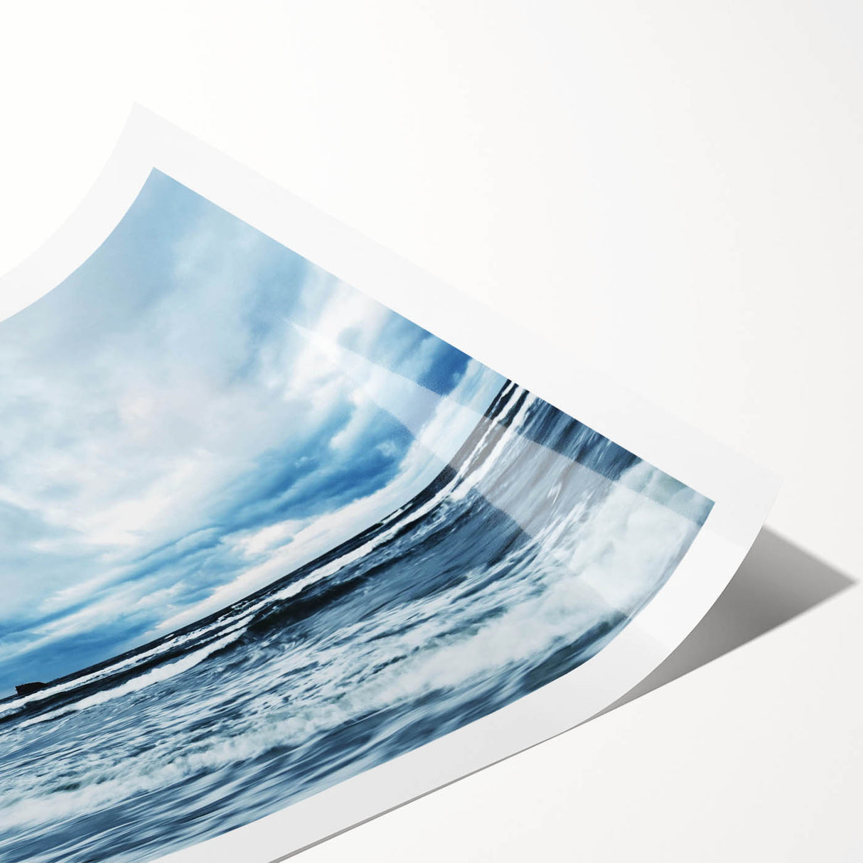 Rolled print of a vibrant abstract landscape featuring colorful skies and mountains, ideal for home decor, showcasing modern art with a contemporary aesthetic.