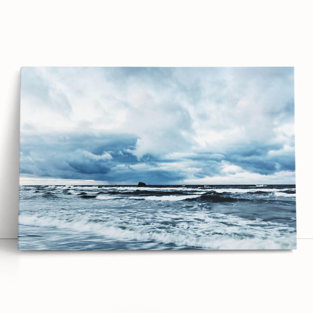 Stretched canvas wall art featuring a serene landscape with vibrant colors, showcasing rolling hills and a dramatic sky, perfect for home decor. Ideal for enhancing living spaces with a touch of nature's beauty and tranquility.