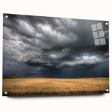 Side view of a vibrant acrylic wall art collection featuring landscapes and skyscapes, showcasing colorful designs secured with decorative pins. Ideal for modern decor.