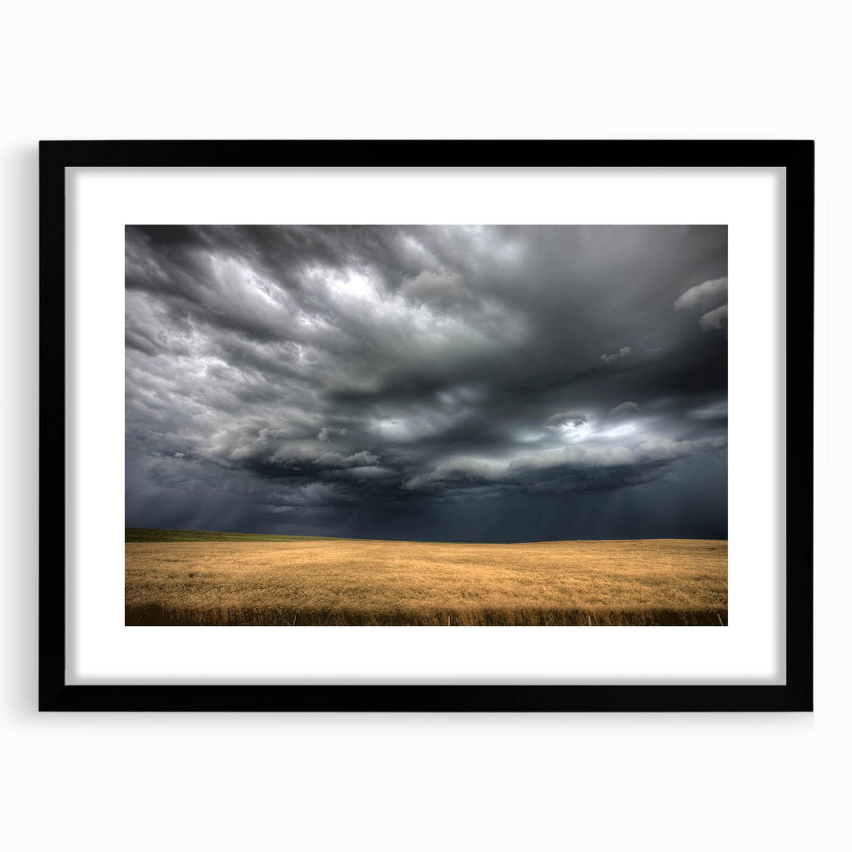 Framed wall art showcasing a stunning landscape design with a black mat and frame, ideal for modern home decor. Perfect for enhancing living spaces or offices.