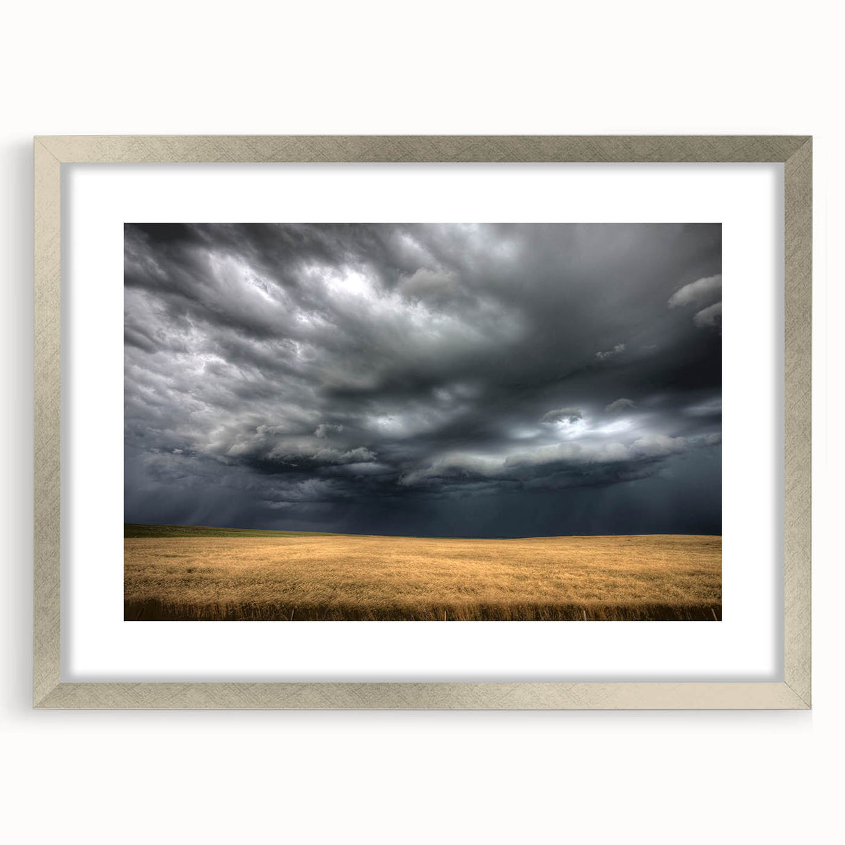 Framed wall art from the Landscapes Skyscapes collection, featuring a serene landscape design with a silver mat and sleek frame, ideal for modern decor.