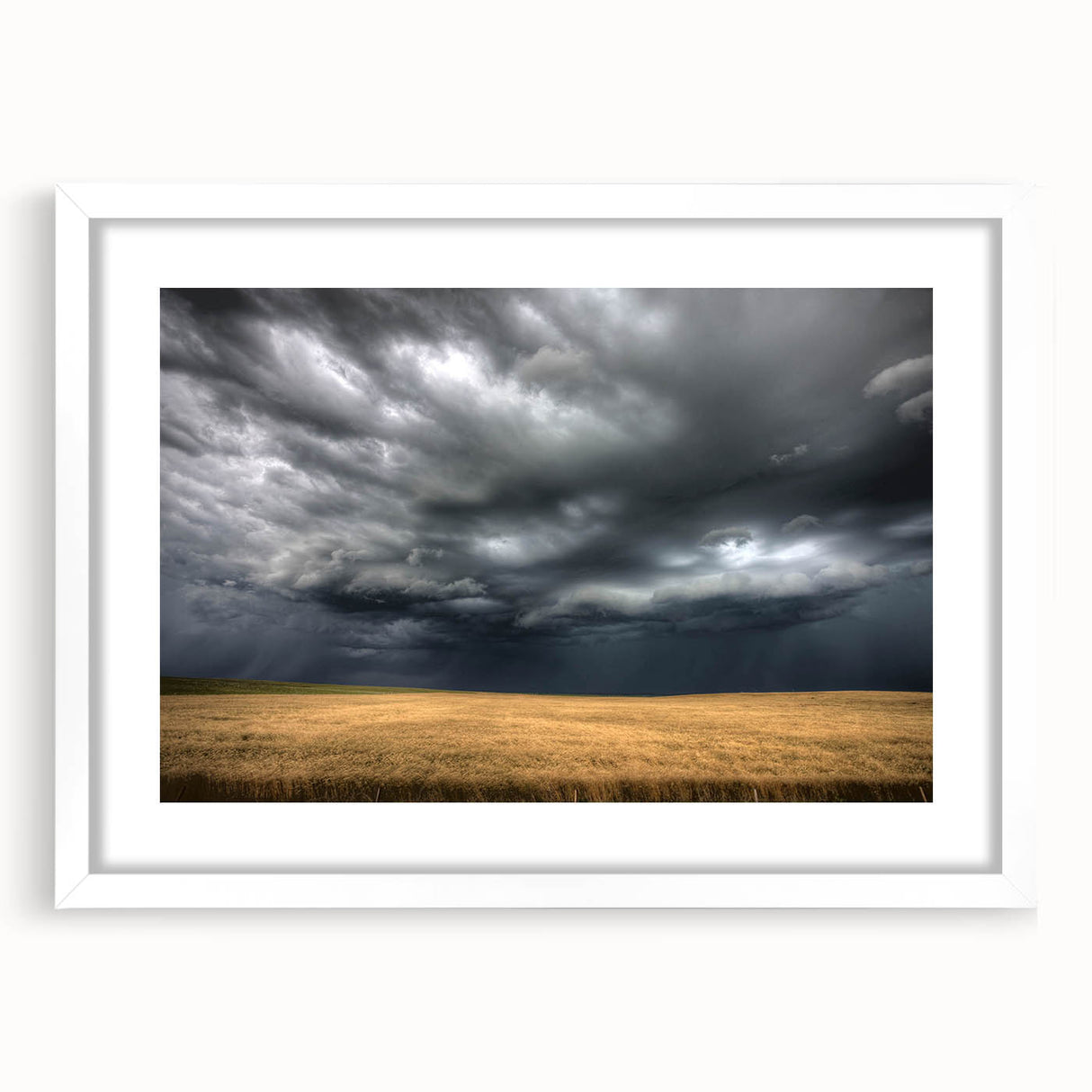 White-framed wall art showcasing a serene landscape with soft pastel colors, perfect for home decor or office settings, enhancing tranquility and style.