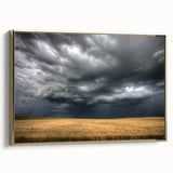 Framed canvas wall art depicting a vibrant landscapes and skyscapes design, featuring rich colors and a sleek gold frame, perfect for modern decor.