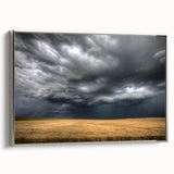 Framed canvas wall art showcasing a serene landscapes and skyscapes design, featuring a silver frame that enhances the artwork's elegance, perfect for modern home décor.
