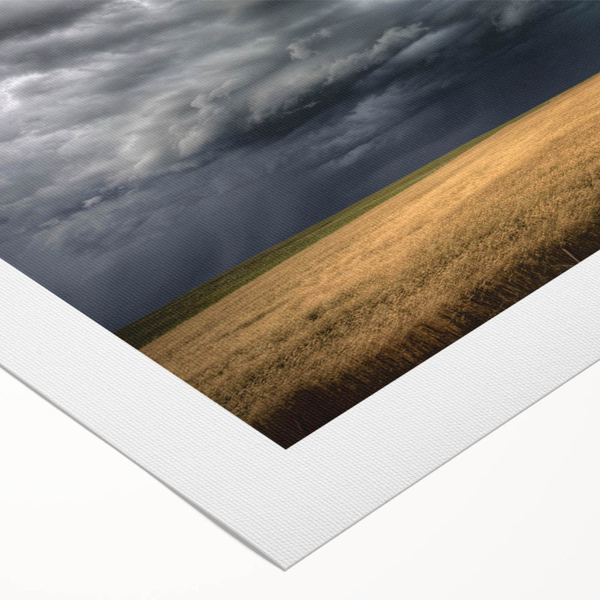 Vibrant rolled canvas showcasing a serene landscape with soft pastel skies, perfect for home decor, elegantly packaged in a protective cardboard tube.