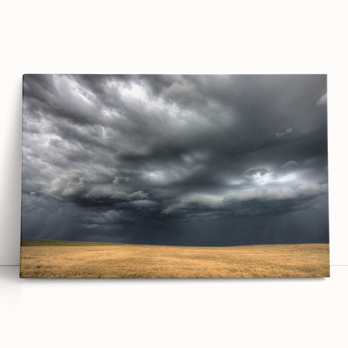 Stretched canvas wall art showcasing a vibrant landscape with a colorful sky, perfect for home decor. Ideal for adding a serene touch to living spaces or offices.