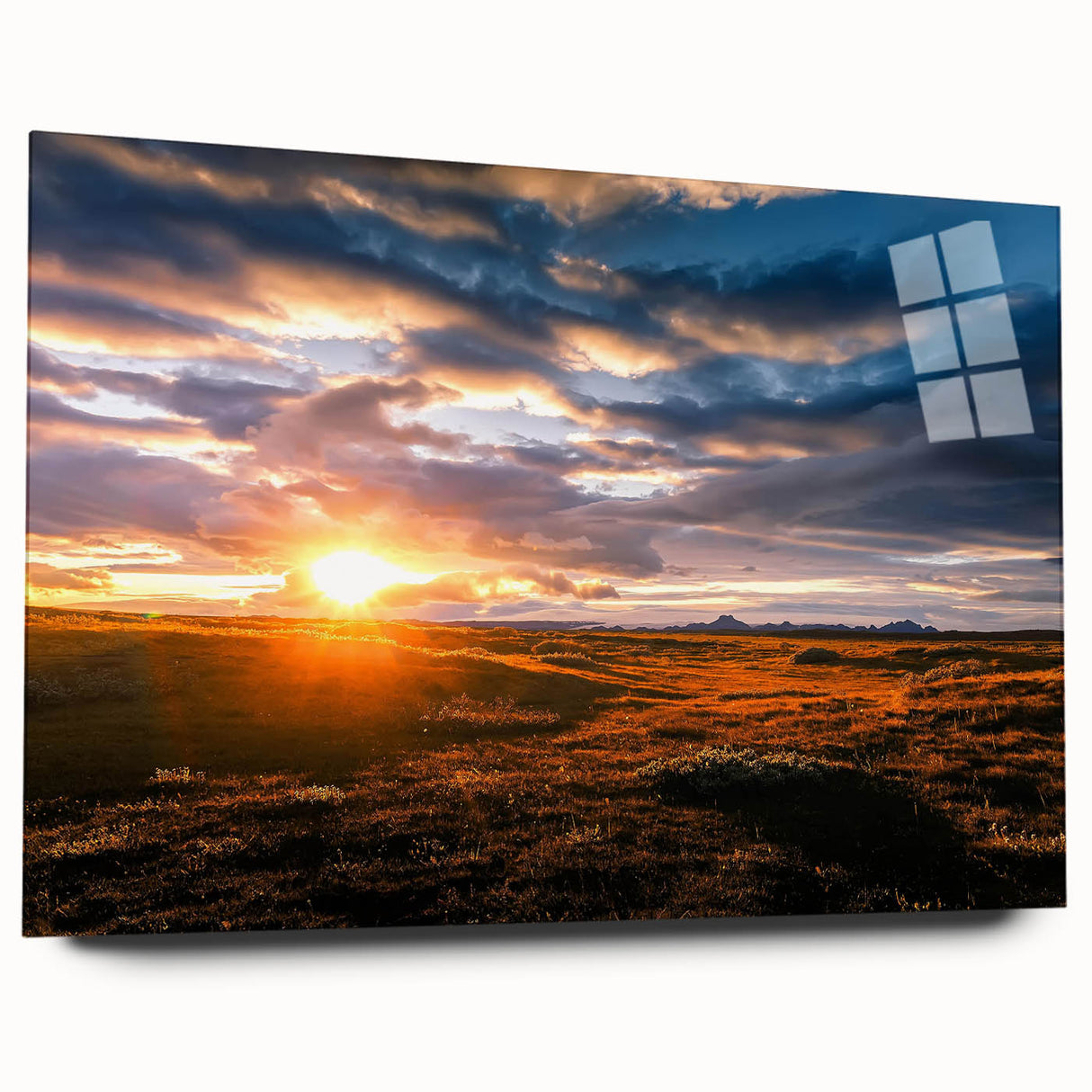 Acrylic glass wall art from the Landscapes & Skyscapes collection, showcasing vibrant colors and intricate designs in a side view, ideal for modern home decor.