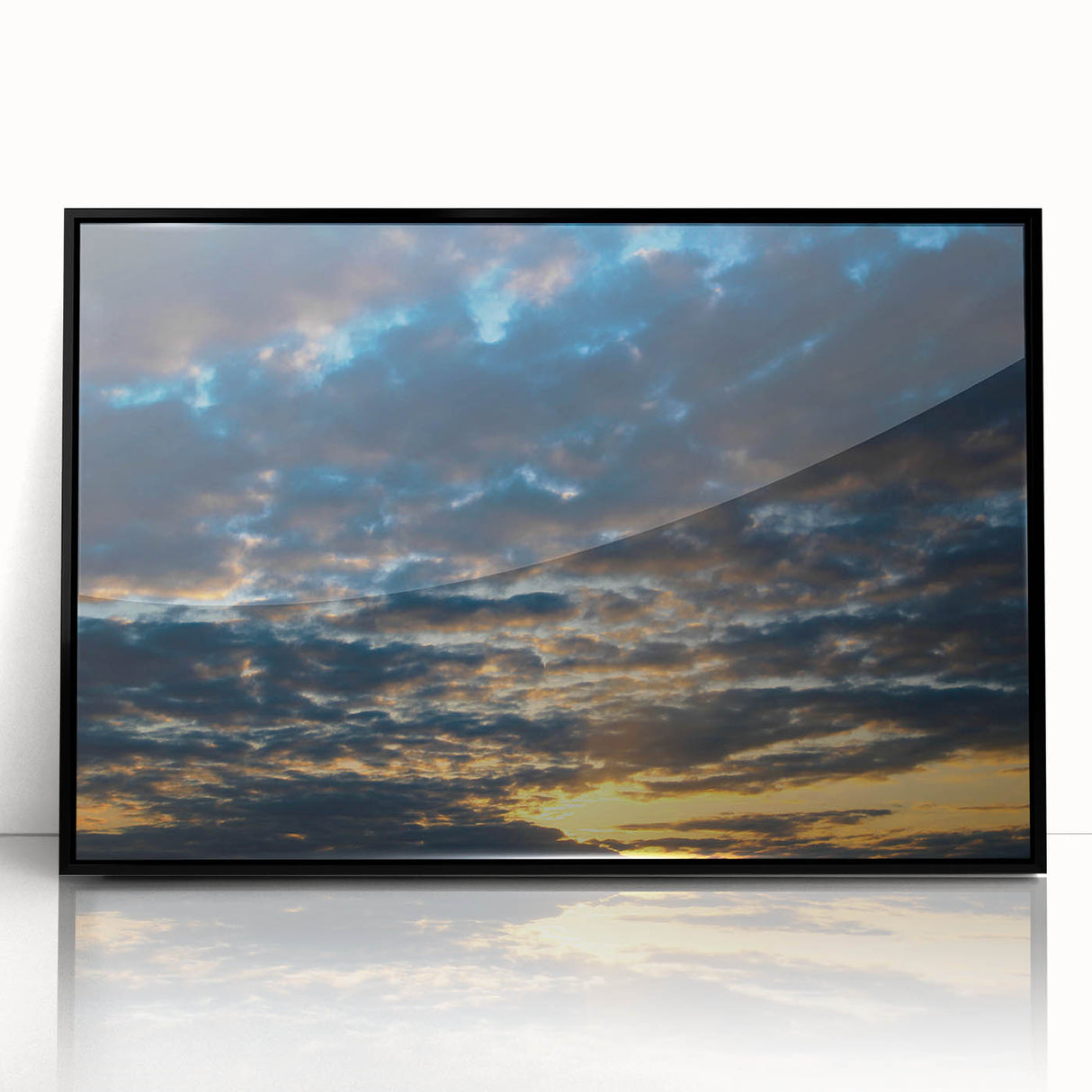 Framed wall art collection showcasing a vibrant landscapes and skyscapes design with a sleek black frame, perfect for modern home decor.