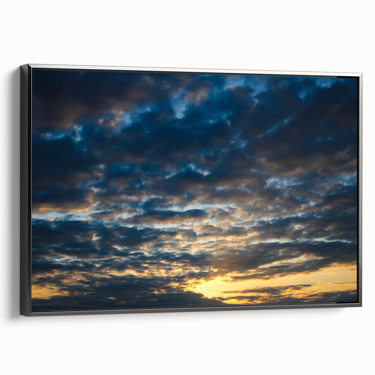 Framed canvas wall art from the Landscapes Skyscapes Design 37 collection, showcasing a serene landscape with vibrant colors and textures, viewed from the side against a neutral background. Perfect for home decor and art enthusiasts.