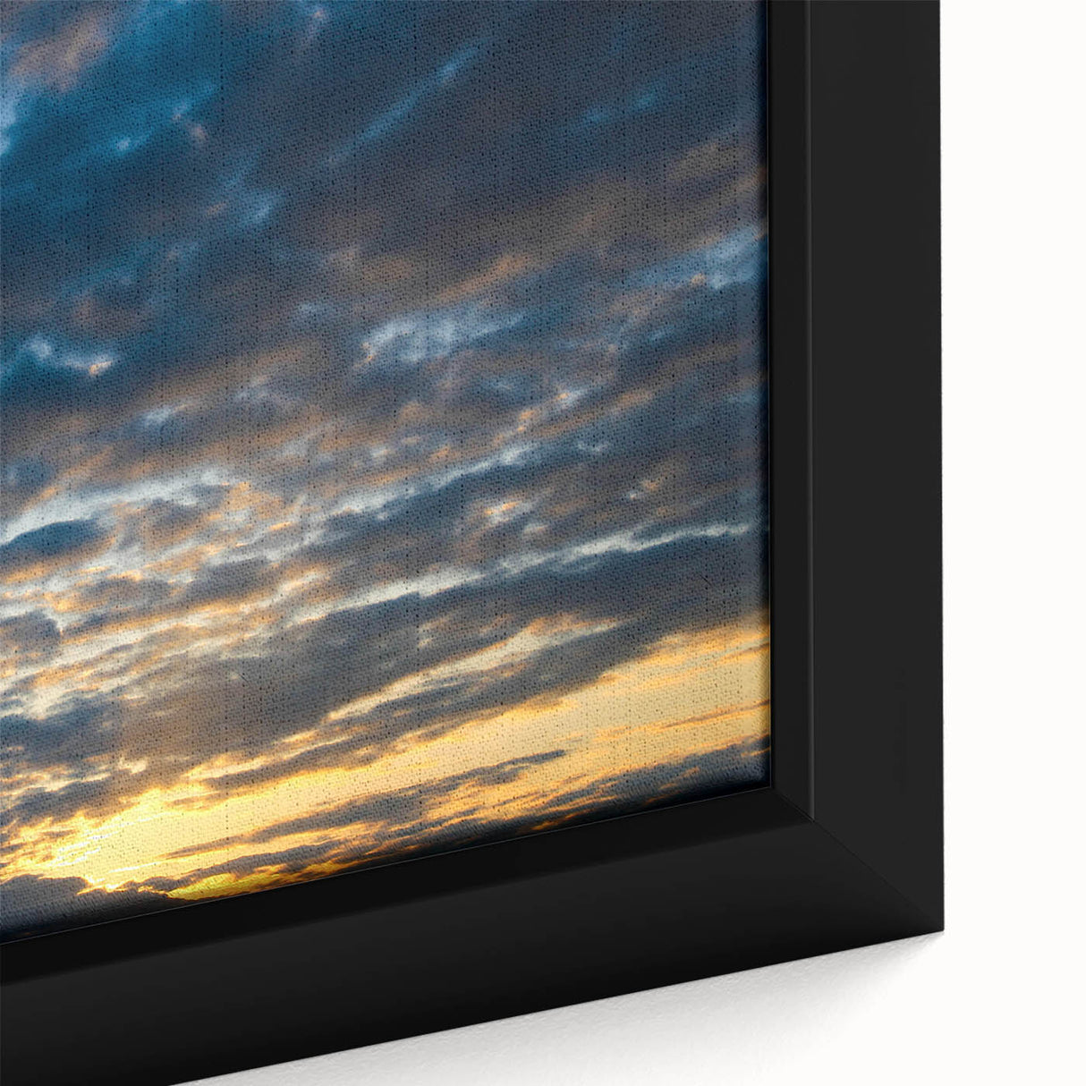 Close-up of a framed canvas from the Landscapes Skyscapes Design 37 collection, showcasing vibrant colors and intricate details of natural scenery, perfect for home or office decor.