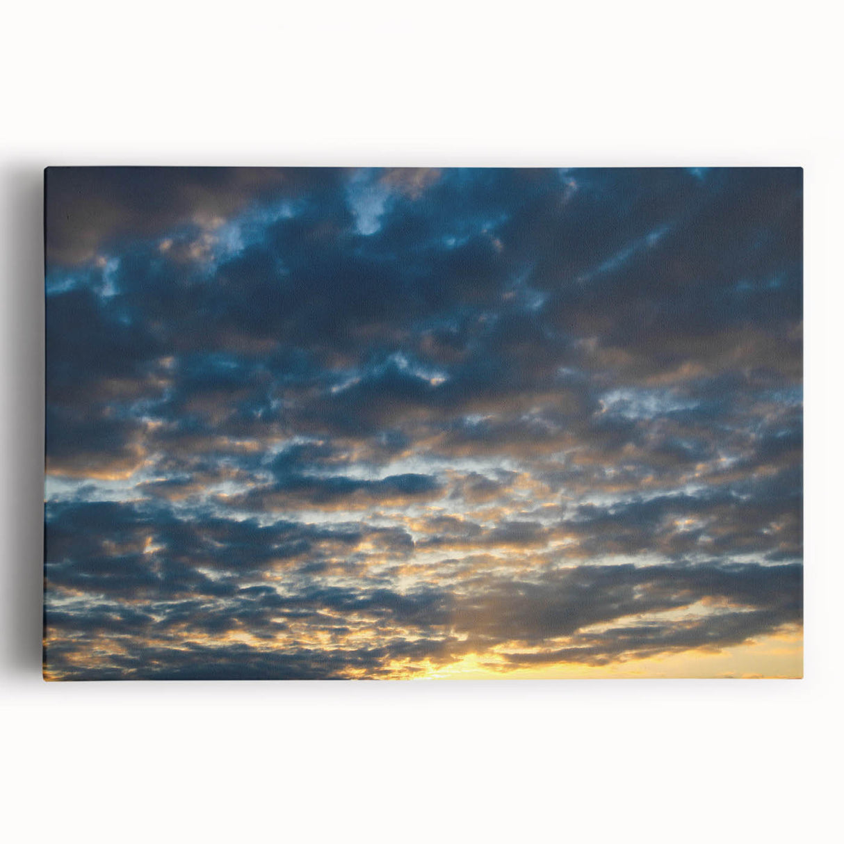 Stretched canvas wall art showcasing a vibrant landscape with bold colors, ideal for modern home decor. The design features a serene sky and rolling hills, enhancing any interior space.