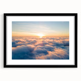 Framed wall art featuring a black mat and landscape skyscape design, showcasing vibrant colors and intricate details, perfect for home decor enhancement.
