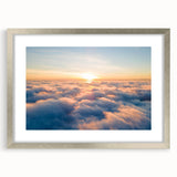 Framed wall art collection featuring a serene landscape and skyscape design, with a sleek silver frame and matting, ideal for modern home decor.
