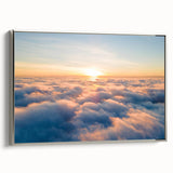Framed canvas wall art collection showcasing a serene landscape with vibrant colors, silver frame accentuating the art's beauty, perfect for modern decor.