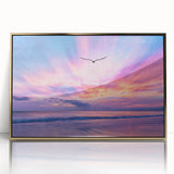 Framed acrylic wall art featuring a stunning landscape and skyscape design with gold accents, showcasing vibrant colors and intricate details, perfect for modern decor.
